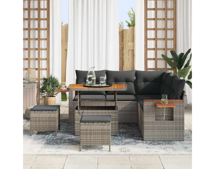 Sonata H Градински Софа Комплект с възглавница 8 pcs Сив 90 x 55 x 71 cm