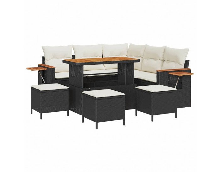 Sonata H Градински Софа Комплект 9 pcs Черно и кремаво 110 x 55 x 71 см