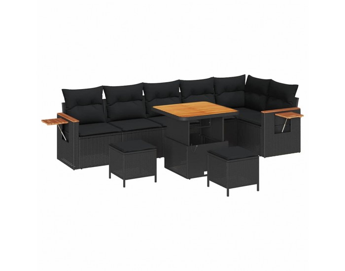 Sonata H Градински Софа Комплект 9 pcs Черно 80 x 80 x 71 cm