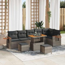 Sonata H Градински Софа Комплект с възглавница 9 pcs Сив 90 x 55 x 71 cm - Canapele și bănci de grădină