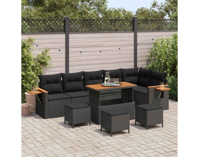 Sonata H Градински Софа Комплект 10 pcs Черно 110 x 55 x 71 см