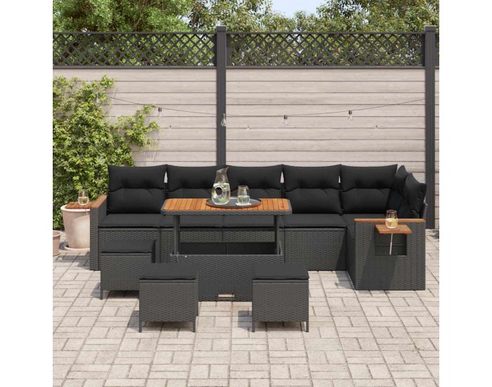 Sonata H Градински Софа Комплект 10 pcs Черно 110 x 55 x 71 см