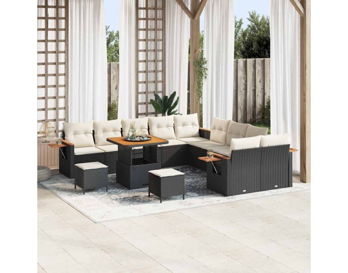 Sonata H Градински Софа Комплект 13 pcs Черно и кремаво 80 x 80 x 71 cm