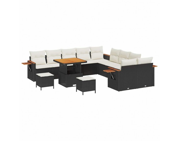 Sonata H Градински Софа Комплект 13 pcs Черно и кремаво 80 x 80 x 71 cm