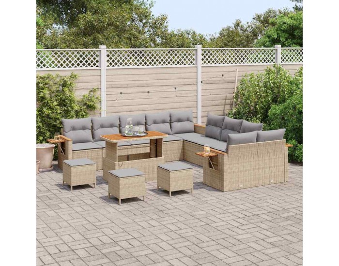 Sonata H Градински Софа Комплект 14 pcs бежово и светлосиво