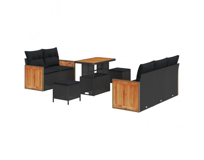 Sonata H Градински Софа Комплект 8 pcs Черно 90 x 55 x 71 cm
