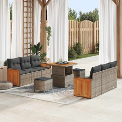 Sonata H Градински Софа Комплект с възглавница 9 pcs Сив 80 x 80 x 71 cm - Canapele și bănci de grădină