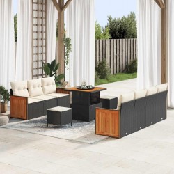 Sonata H Градински Софа Комплект 10 pcs Черно и кремаво 80 x 80 x 71 cm - Canapele și bănci de grădină