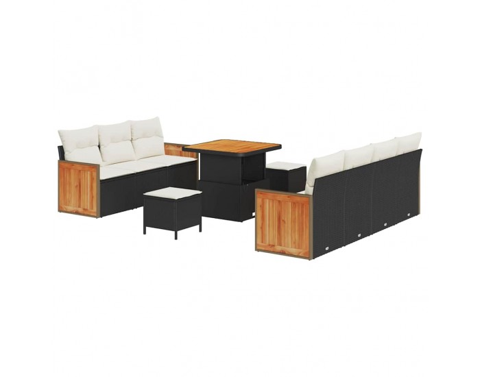 Sonata H Градински Софа Комплект 10 pcs Черно и кремаво 80 x 80 x 71 cm