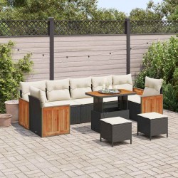Sonata H Градински Софа Комплект 10 pcs Черно и кремаво 90 x 55 x 71 cm - Canapele și bănci de grădină