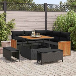 Sonata H Градински Софа Комплект 8 pcs Черно 100 x 100 x 71 cm - Canapele și bănci de grădină