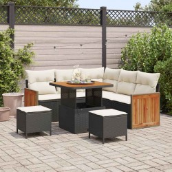 Sonata H Градински Софа Комплект 8 pcs Черно и кремаво 80 x 80 x 71 cm - Canapele și bănci de grădină