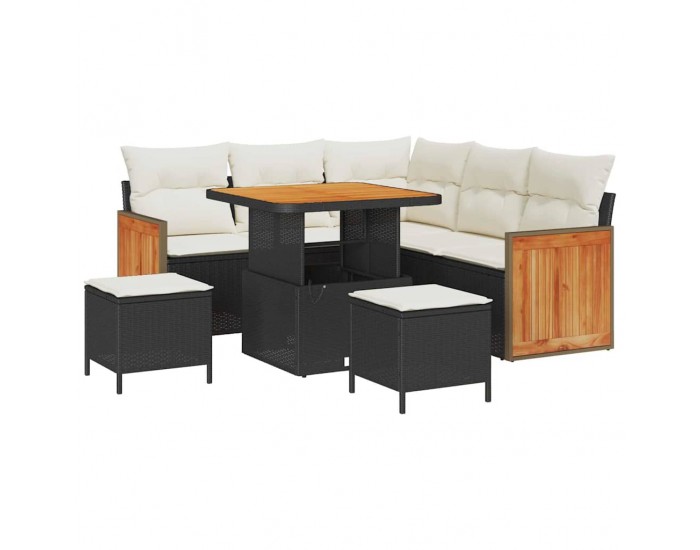 Sonata H Градински Софа Комплект 8 pcs Черно и кремаво 80 x 80 x 71 cm