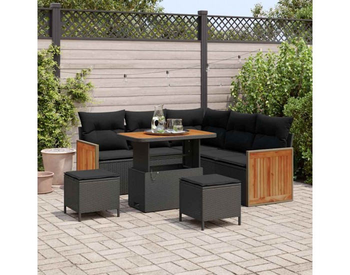 Sonata H Градински Софа Комплект 8 pcs Черно 90 x 55 x 71 cm