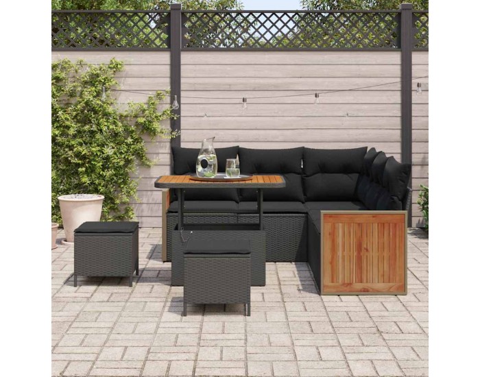 Sonata H Градински Софа Комплект 8 pcs Черно 90 x 55 x 71 cm