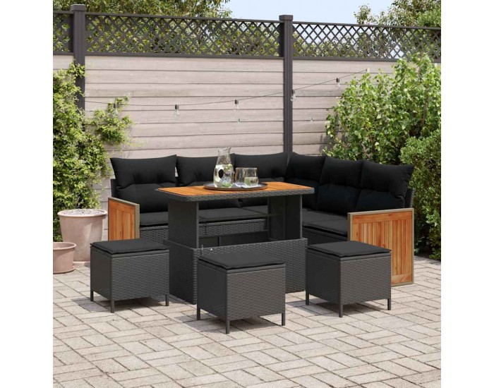 Sonata H Градински Софа Комплект 9 pcs Черно 110 x 55 x 71 см