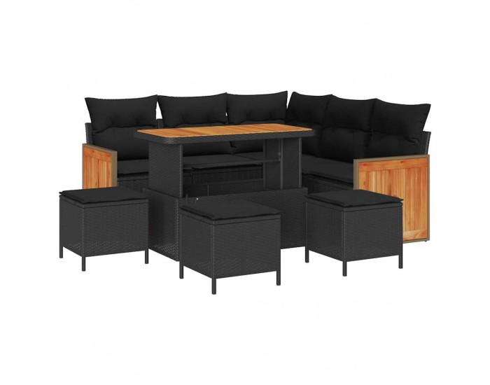 Sonata H Градински Софа Комплект 9 pcs Черно 110 x 55 x 71 см