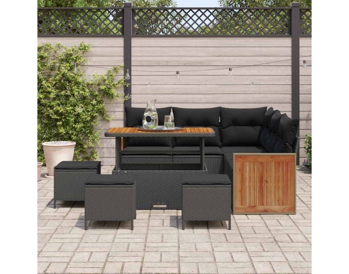 Sonata H Градински Софа Комплект 9 pcs Черно 110 x 55 x 71 см