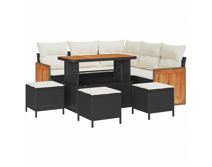 Sonata H Градински Софа Комплект 9 pcs Черно и кремаво 110 x 55 x 71 см