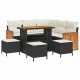 Sonata H Градински Софа Комплект 9 pcs Черно и кремаво 110 x 55 x 71 см