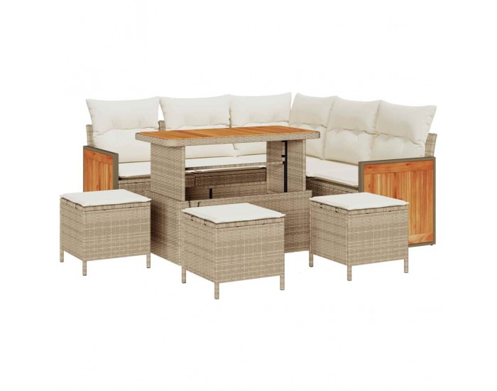 Sonata H Градински Софа Комплект 9 pcs бежово и кремаво 110 x 55 x 71 см