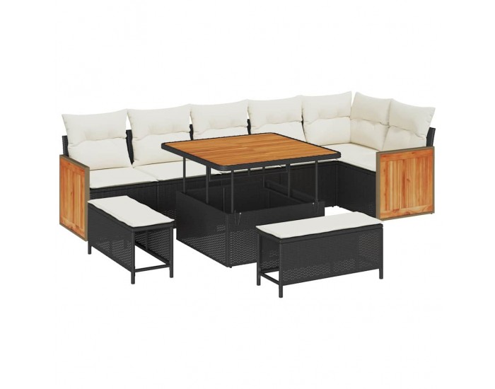 Sonata H Градински Софа Комплект 9 pcs Черно и кремаво 100 x 100 x 71 cm