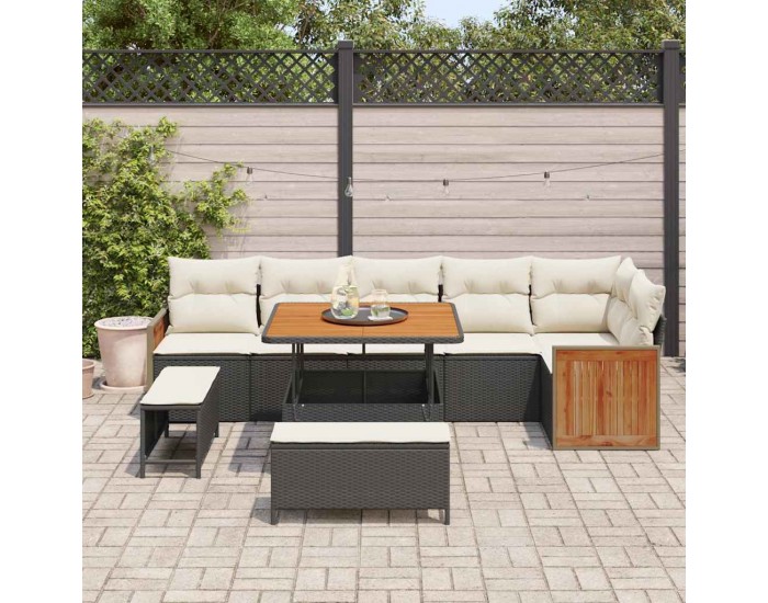 Sonata H Градински Софа Комплект 9 pcs Черно и кремаво 100 x 100 x 71 cm