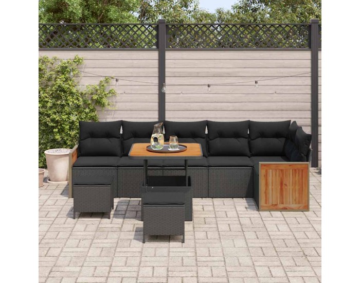 Sonata H Градински Софа Комплект 9 pcs Черно 80 x 80 x 71 cm