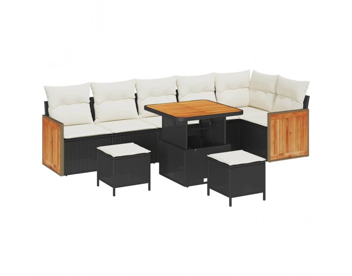 Sonata H Градински Софа Комплект 9 pcs Черно и кремаво 80 x 80 x 71 cm