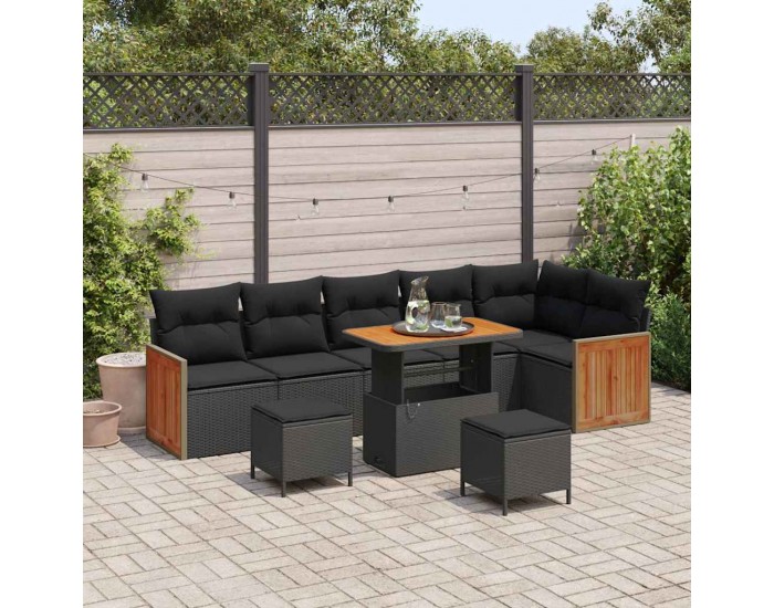 Sonata H Градински Софа Комплект 9 pcs Черно 90 x 55 x 71 cm