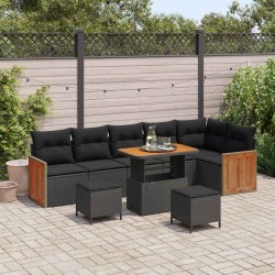 Sonata H Градински Софа Комплект 9 pcs Черно 90 x 55 x 71 cm - Canapele și bănci de grădină