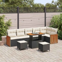 Sonata H Градински Софа Комплект 9 pcs Черно и кремаво 90 x 55 x 71 cm - Canapele și bănci de grădină