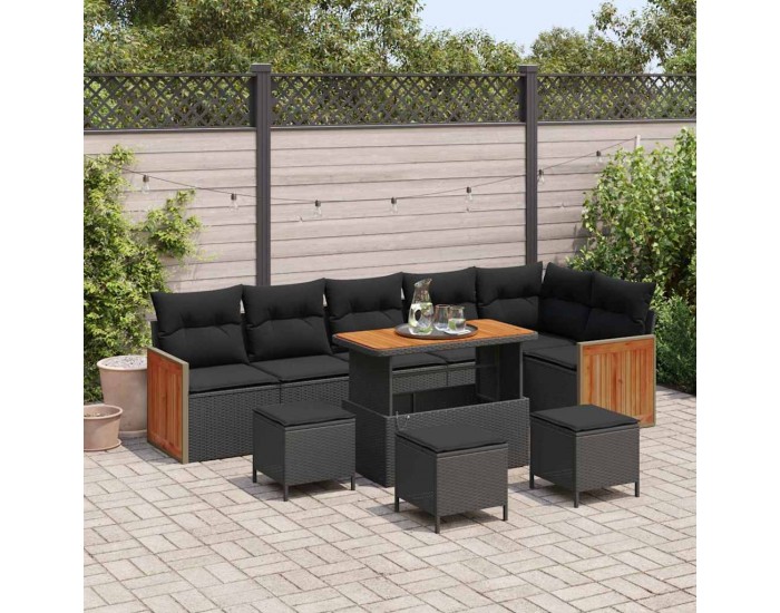 Sonata H Градински Софа Комплект 10 pcs Черно 110 x 55 x 71 см