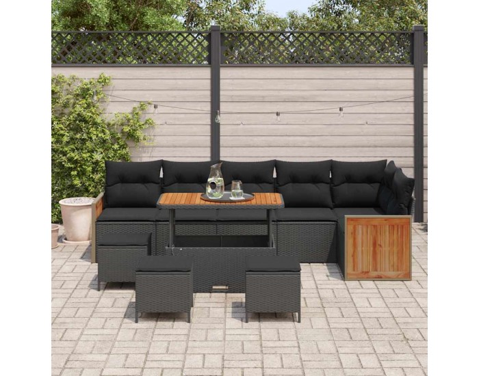 Sonata H Градински Софа Комплект 10 pcs Черно 110 x 55 x 71 см