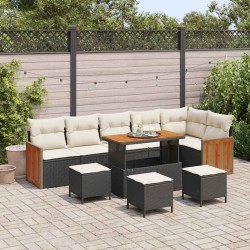 Sonata H Градински Софа Комплект 10 pcs Черно и кремаво 110 x 55 x 71 см - Canapele și bănci de grădină