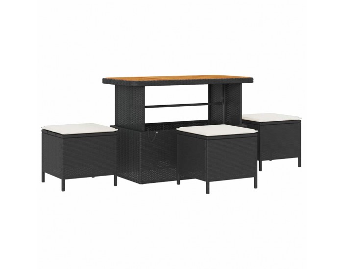 Sonata H Градински Софа Комплект 10 pcs Черно и кремаво 110 x 55 x 71 см