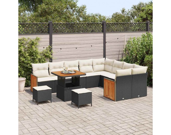 Sonata H Градински Софа Комплект 12 pcs Черно и кремаво 80 x 80 x 71 cm