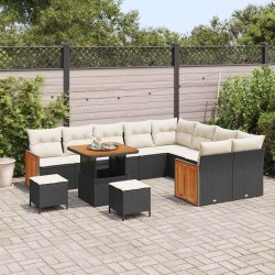 Sonata H Градински Софа Комплект 12 pcs Черно и кремаво 80 x 80 x 71 cm - Canapele și bănci de grădină