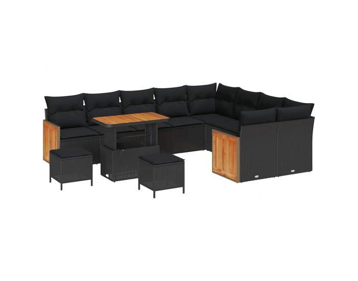 Sonata H Градински Софа Комплект 12 pcs Черно 90 x 55 x 71 cm