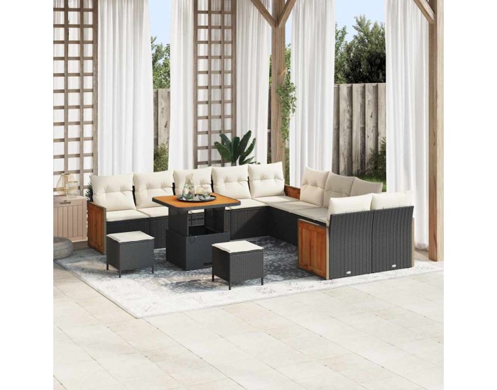 Sonata H Градински Софа Комплект 13 pcs Черно и кремаво 80 x 80 x 71 cm