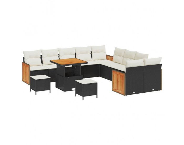 Sonata H Градински Софа Комплект 13 pcs Черно и кремаво 80 x 80 x 71 cm