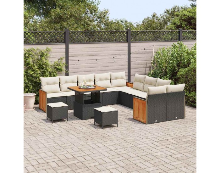 Sonata H Градински Софа Комплект 13 pcs Черно и кремаво 80 x 80 x 71 cm