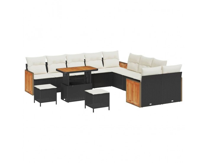 Sonata H Градински Софа Комплект 13 pcs Черно и кремаво 90 x 55 x 71 cm