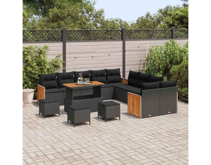 Sonata H Градински Софа Комплект 14 pcs Черно 110 x 55 x 71 см