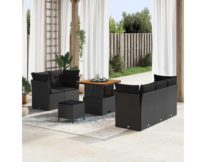 Sonata H Градински Софа Комплект 8 pcs Черно 80 x 80 x 71 cm