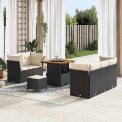 Sonata H Градински Софа Комплект 8 pcs Черно и кремаво 80 x 80 x 71 cm - Canapele și bănci de grădină