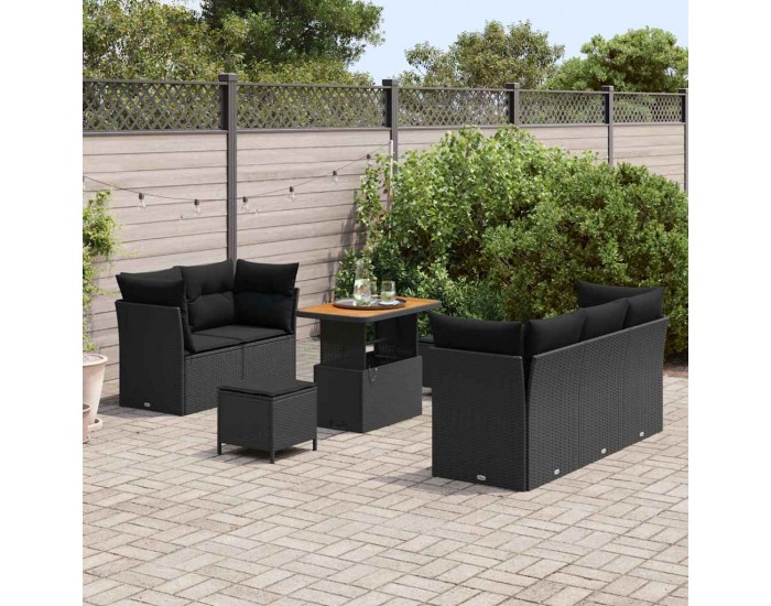 Sonata H Градински Софа Комплект 8 pcs Черно 90 x 55 x 71 cm
