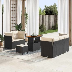 Sonata H Градински Софа Комплект 8 pcs Черно и кремаво 90 x 55 x 71 cm - Canapele și bănci de grădină