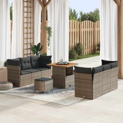 Sonata H Градински Софа Комплект с възглавница 9 pcs Сив 80 x 80 x 71 cm - Canapele și bănci de grădină
