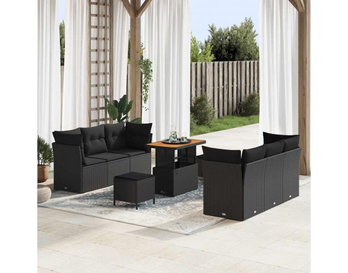 Sonata H Градински Софа Комплект 9 pcs Черно 90 x 55 x 71 cm